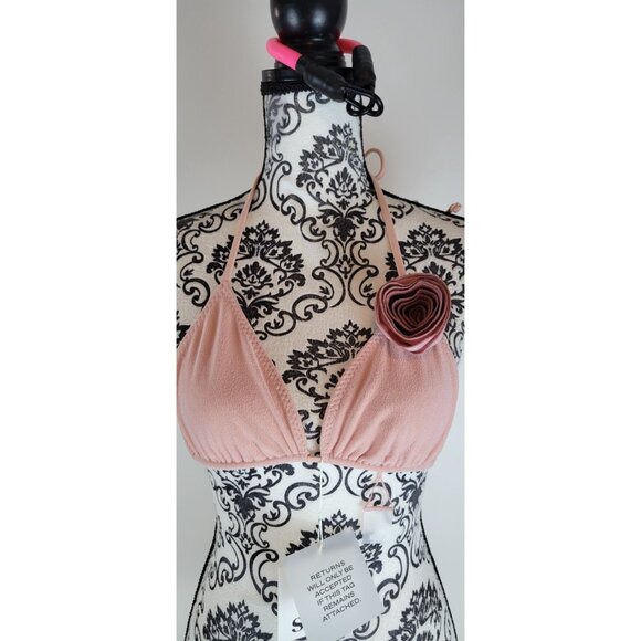 SAME LOS ANGELES BIKINY WOMENS Triangle Top Rosette SZ Large - Picture 2 of 5
